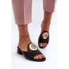 Elegant Women's Sandals with Low Heel and Gold Decoration Black Uzimila-ASA214-1 CZARNY