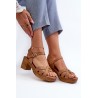 Moteriški sandalai iš rudos odos-24SD98-6758 CAMEL