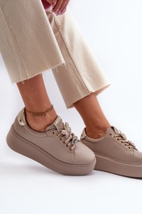 Kapučino spalvos natūralios odos stilingi batai-4292-1 BEŻOWY