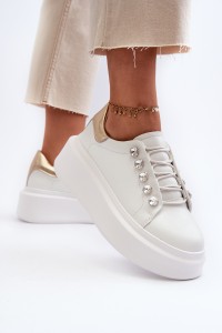 Moteriški balti odiniai batai su platforma-LR628 WHITE