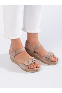 Smėlio spalvos zomšiniai sandalai-GD-FL1246KH
