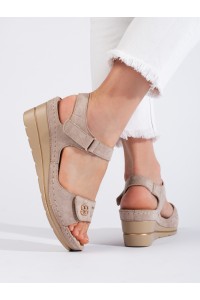 Smėlio spalvos zomšiniai sandalai-GD-FL1246KH