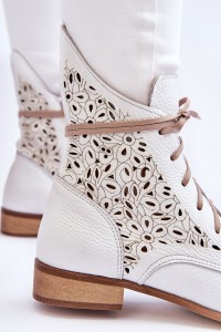 Moteriški balti odiniai batai su užtrauktuku-3186 BIAŁY GROCH
