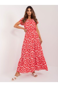 Koralinė marga vasariška ilga suknelė-D73771Z30434A