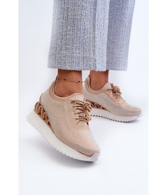 Originalaus sportiško dizaino  batai su platforma-MR38-377 BEIGE