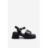 Moteriškos madingos odinės juodos basutės Vinceza-36257 CZARNY