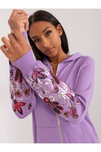 Violetinis džemperis papuoštas gėlėmis-RV-BL-8941.28