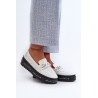 Moteriški odiniai batai su platforma ir grandinėlės detale-LR618 WHITE