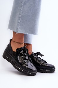 Suvarstomi moteriški juodi odiniai batai-LR620 BLACK
