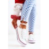 Women's Classic White Sneakers With Red Stripe Omerta-XL03/TH68-1 WHT