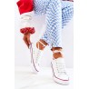 Women's Classic White Sneakers With Red Stripe Omerta-XL03/TH68-1 WHT