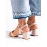 Smėlio spalvos blizgūs moteriški sandalai Sergio Leone-SK-894BE