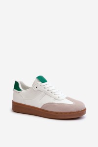 Žemi moteriški balti sportiniai bateliai-C-455 WHITE/GREEN