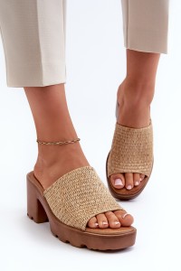 Moteriški sandalai su pintomis detalėmis-24SD98-6989 BEIGE