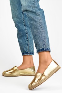 Moteriškos auksinės spalvos espadrilės, patogūs auksiniai batai vasarai-4297GO