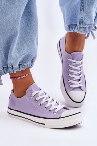 Klasikiniai suvarstomi medžiaginiai bateliai-859-E PASTEL PURPLE