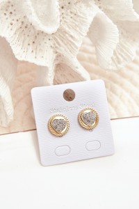Golden Stainless Steel Heart and Circle Earrings-KOL.GLD/RD6-162