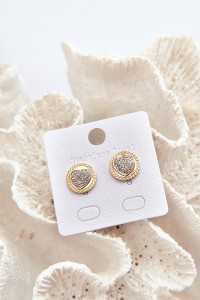 Golden Stainless Steel Heart and Circle Earrings-KOL.GLD/RD6-162