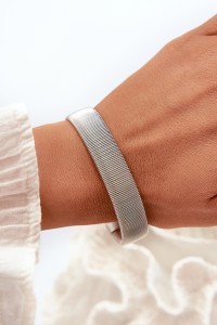 Elastic Women's Stainless Steel Bracelet Silver-HB120-003049 SILV