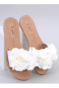 Minkštos romantiško stiliaus šlepetės su gėlėmis DIAYE WHITE-KB 39153