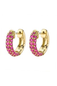 Auksiniai auskarai su rožiniais briliantais padengti 14k auksu KST3189-KST3189