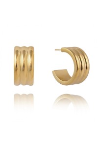 Auksiniai auskarai plačios mažos rinkutės paauksuoti 14k auksu KST3265-KST3265
