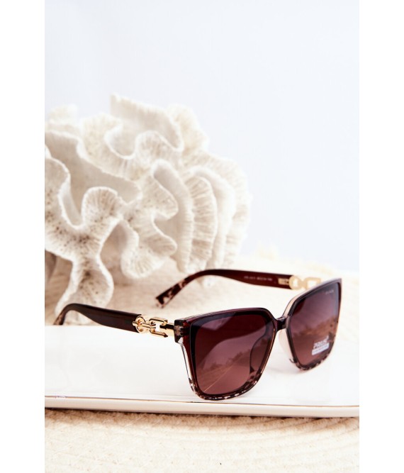 Women's Sunglasses With Decorative Details UV400 Brown-OK.32309