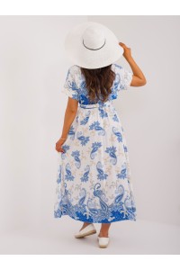 Vasariška ilga baltos ir mėlynos spalvos suknelė-DHJ-SK-19276.10X