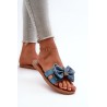 Women's Blue Slide Sandals with Bow Rivarina-491-02 BLUE
