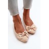 Women's Eco Suede Ballerina Flats with Bow and Brooch in Light Beige Satris-ZA39P BEIGE