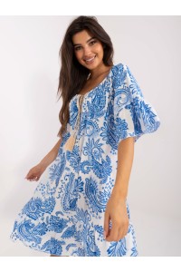 Mėlyna raštuota vasariška suknelė-DHJ-SK-85808.16