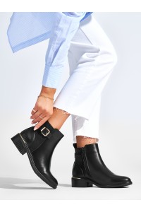 Klasikiniai moteriški juodi batai su sagtimi-W-73B