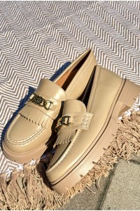 Madingi moteriški loaferiai-GQ8-010 BEIGE