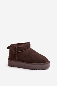 Natūralios odos zomšiniai UGG stiliaus žieminiai batai-NN604 BROWN