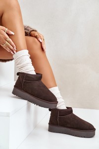 Natūralios odos zomšiniai UGG stiliaus žieminiai batai-NN604 BROWN