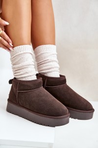 Natūralios odos zomšiniai UGG stiliaus žieminiai batai-NN604 BROWN