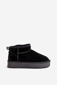 Natūralios odos zomšiniai UGG stiliaus žieminiai batai-NN604 BLACK