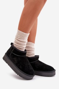 Natūralios odos zomšiniai UGG stiliaus žieminiai batai-NN604 BLACK