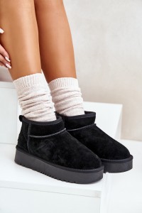 Natūralios odos zomšiniai UGG stiliaus žieminiai batai-NN604 BLACK