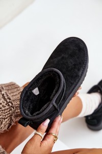 Natūralios odos zomšiniai UGG stiliaus žieminiai batai-NN604 BLACK