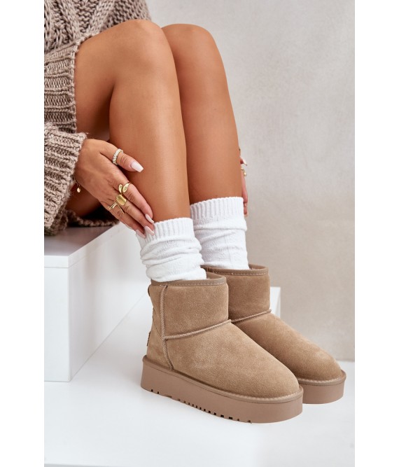 Natūralios odos zomšiniai UGG stiliaus žieminiai batai-NN605 KHAKI