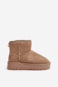 Natūralios odos zomšiniai UGG stiliaus žieminiai batai-NN605 KHAKI