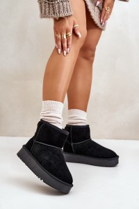 Natūralios odos zomšiniai UGG stiliaus žieminiai batai-NN605 BLACK