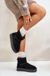 Natūralios odos zomšiniai UGG stiliaus žieminiai batai-NN605 BLACK