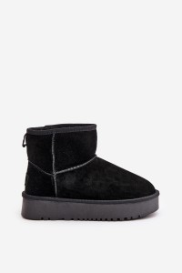 Natūralios odos zomšiniai UGG stiliaus žieminiai batai-NN605 BLACK