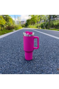 Didelis terminis puodelis su rankenėle ir šiaudeliu THERMOS 1L ROŽINĖS TAURĖLIS10-CUP10