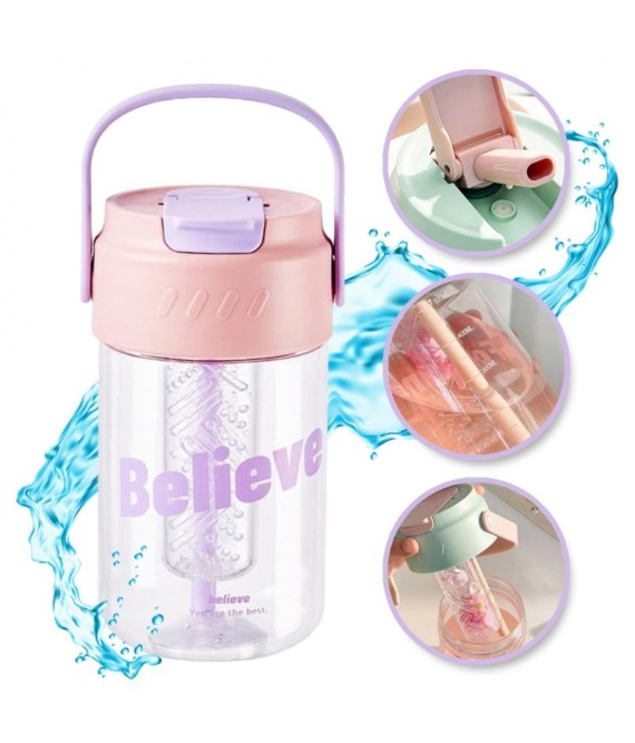 Gertuvė su papildoma talpa vaisiams, uogoms ir šiaudeliu 600 ML Believe BD21-BD21