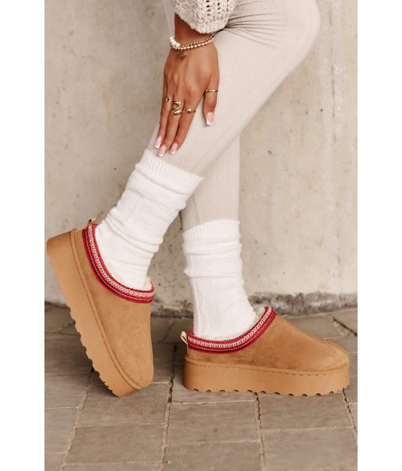 Moteriški UGG stiliaus batai ant platformos-20219-4B CAMEL