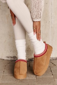 Moteriški UGG stiliaus batai ant platformos-20219-4B CAMEL