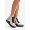 Leather Wedge Ankle Boots D&A MR880-137 Light Gray-MR880-137 L.GREY